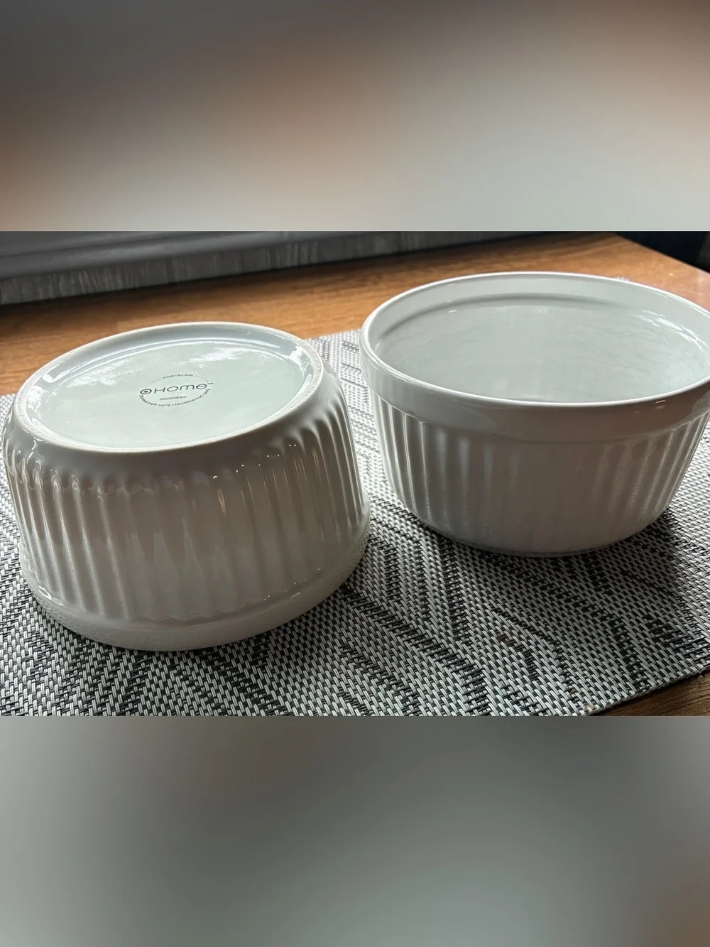 White Ceramic Ribbed Ramekins (Set of 2)